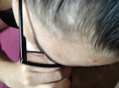 She gives a blowjob to the little 18+ head