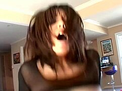 that stunning brunette with blue eyes got so horny she rode big cocks in lingerie