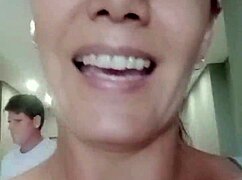 does the housewife slut flash tits and play pussy outdoors?