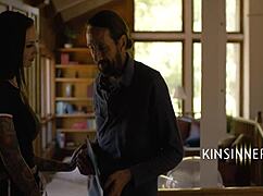 Old guy passionately fucks stepson's slutty teen girlfriend