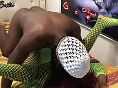 I watch this rough and fast black couple fuck in missionary position as amateurs.