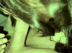 A close-up view of oral activity ending in swallowing.