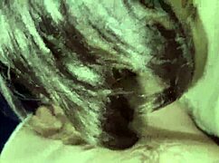 A close-up view of oral activity ending in swallowing.