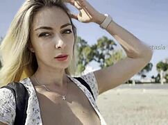 Hey, this blonde girl flashes her boobs on the public beach! 😍🌊