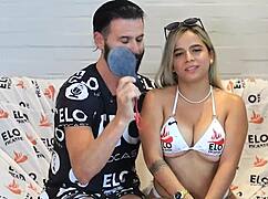 Annie Marin appears in the preview of the spicy room during her cute Colombian casting interview.