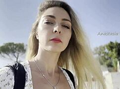 Hey, this blonde girl flashes her boobs on the public beach! 😍🌊