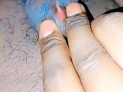 Shemale babe with small cock gets spanked over desk in fetish play