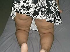 The neighbor milf sneaks over for silent doggystyle sex in the bedroom