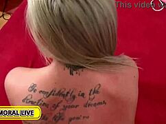 rachele richey boldly deepthroats two monster cocks while riding and getting pounded in a curvy blonde threesome.