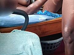 african amateur couple in sheer outfit with big cumshot