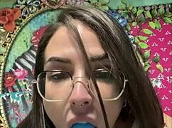 Horny Brunette Worships Ass with Dildos?