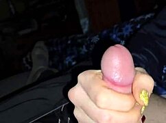 the dirty talking wife slowly jerks off her husband's big cock