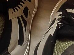 Friend has fun trashing my sneakers.