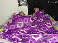 this young colombian guy masturbates watching spanish porn on his phone until his stepmom steps in to help with fucking