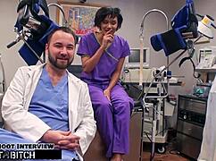 jackie banes learns gagging on big cock backstage