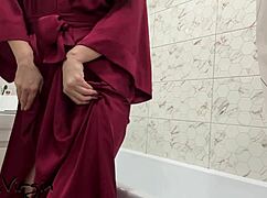 Unexpected thrill builds up during a relaxing moment in the bathroom with water running