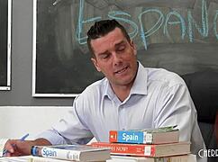 Student Gets Caught With Professor Leading To Wild Threesome With Double Cock Action.