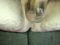 jerking off my uncircumcised cock in the bedroom