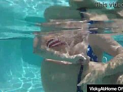 bikini cougars vicky vette and rachel storms scissoring at pool