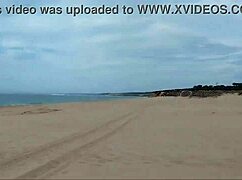 Guy spills milk on nude beach