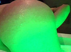 petite horny wife teases naked in public hot tub