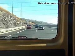 young adult masturbates with toys in car outdoor webcam session