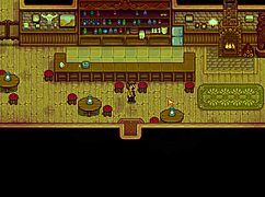 Emily explores outdoor public areas in Stardew Valley
