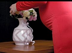 Marval - pregnant wife in red dress and stockings cheating loreen red & vali savage, hardcore cumshot on her saggy tits