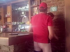 Brunette milf moans as she's fucked doggystyle in her dress.