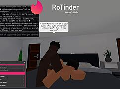 Roblox character plays as slut in roleplay with big black cock