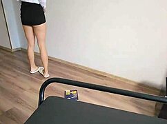 English Tutor Forgets Panties Flashes Wet Pussy