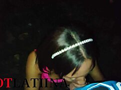 Indian Cousin Swallows Milk in Public Outdoor Setting in Medellin, Colombia.