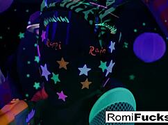 Romi Rain and Dani Share Lesbian Black-Light Fun