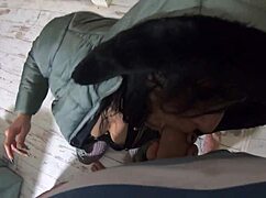 preview of cheating wife blowing husband's friend in hot jumpsuit and fur jacket