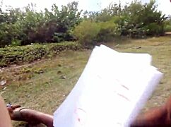 Nature boy fucks big titty red head artist bent over in the jungle