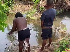 outdoor stroll turns into babe fucking in the yard?