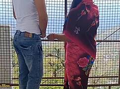Indian couple fucks outdoors by riverside in public.