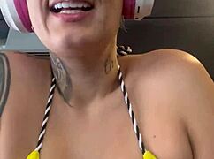 Sweaty And Wet At Gym In Front Of Copacabana Beach With Wet Pussy Full Of Salt