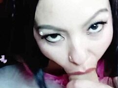 Horny Colombian girl deepthroats monster cock and squirts wet pussy