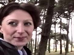 Woman feels ecstasy masturbating outdoors for cash