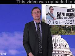 Brunette weather girl strips naked in public, teasing with her sexy body