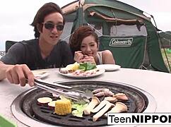 Japanese Girlfriend Blows Her Guy Outdoors