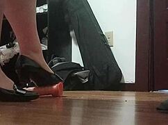 Crushing a cock with heels in this solo fetish scene