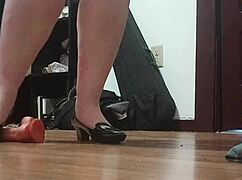 Crushing a cock with heels in this solo fetish scene