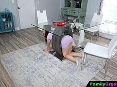 jokester stepsister gets stuck, stepbrother saves her