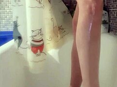 busty teen 18+ washes her perfect feet in shower 😍