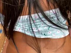 Young Brazilian amateur fucks wildly behind favela wall in public