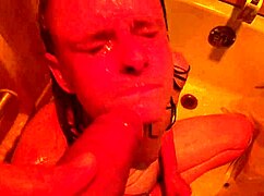 gagging deep throat stranger with golden shower piss pee tittie fucked