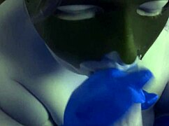 helgafoxxy's blowjob in color madness, teasing with big tits fetish