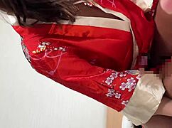 Japanese milf in kimono straddles cheating man and keeps climaxing in rubber-free sex